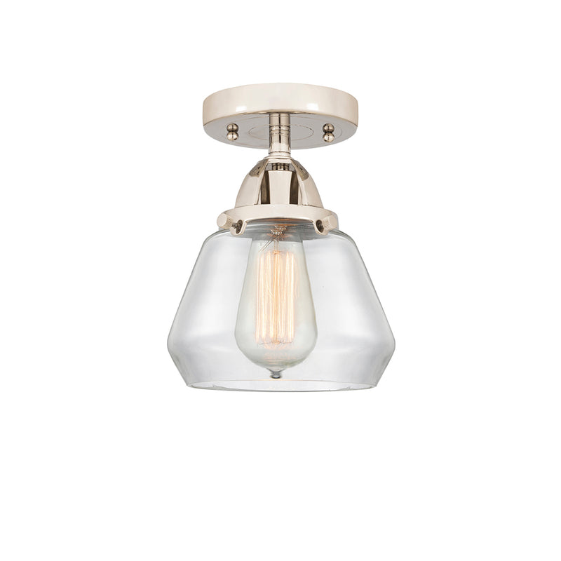 Fulton Semi-Flush Mount shown in the Polished Nickel finish with a Clear shade