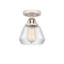 Fulton Semi-Flush Mount shown in the Polished Nickel finish with a Clear shade