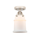 Canton Semi-Flush Mount shown in the Polished Nickel finish with a Matte White shade