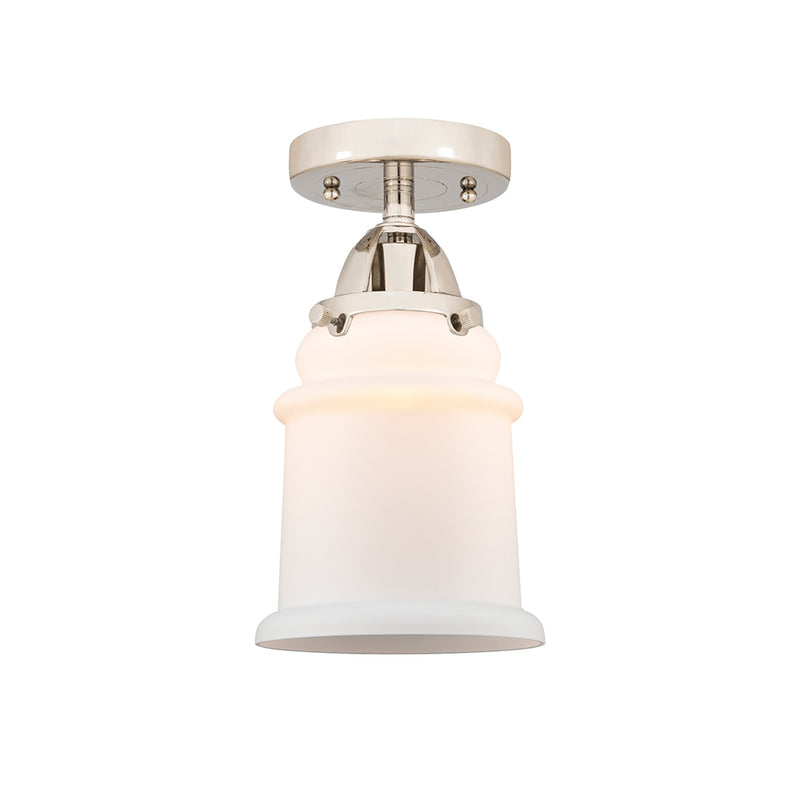 Canton Semi-Flush Mount shown in the Polished Nickel finish with a Matte White shade