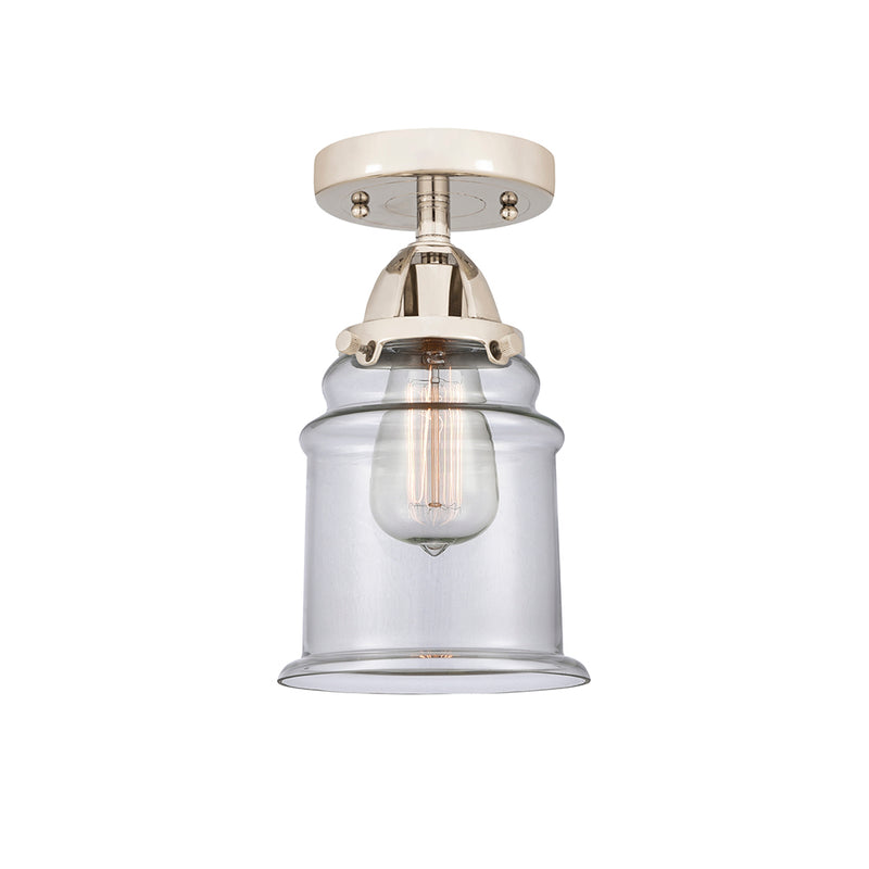 Canton Semi-Flush Mount shown in the Polished Nickel finish with a Clear shade
