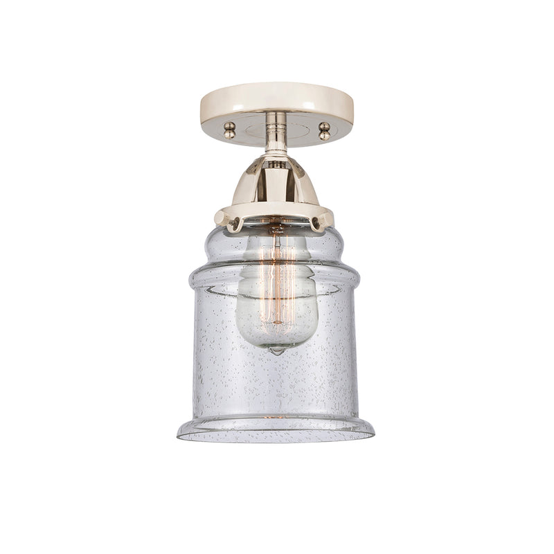 Canton Semi-Flush Mount shown in the Polished Nickel finish with a Seedy shade