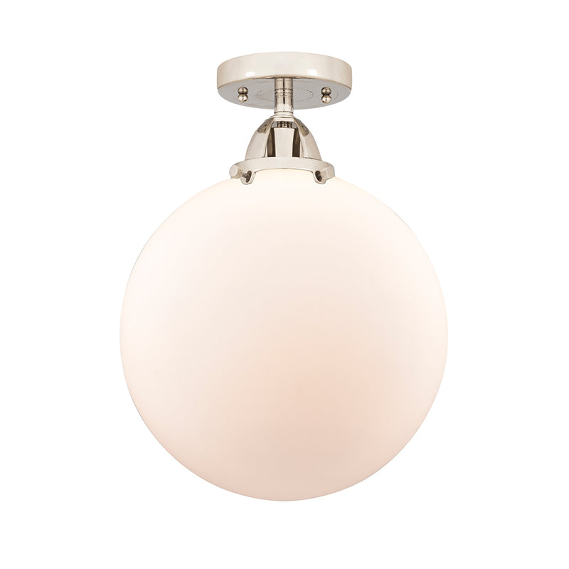 Beacon Semi-Flush Mount shown in the Polished Nickel finish with a Matte White shade