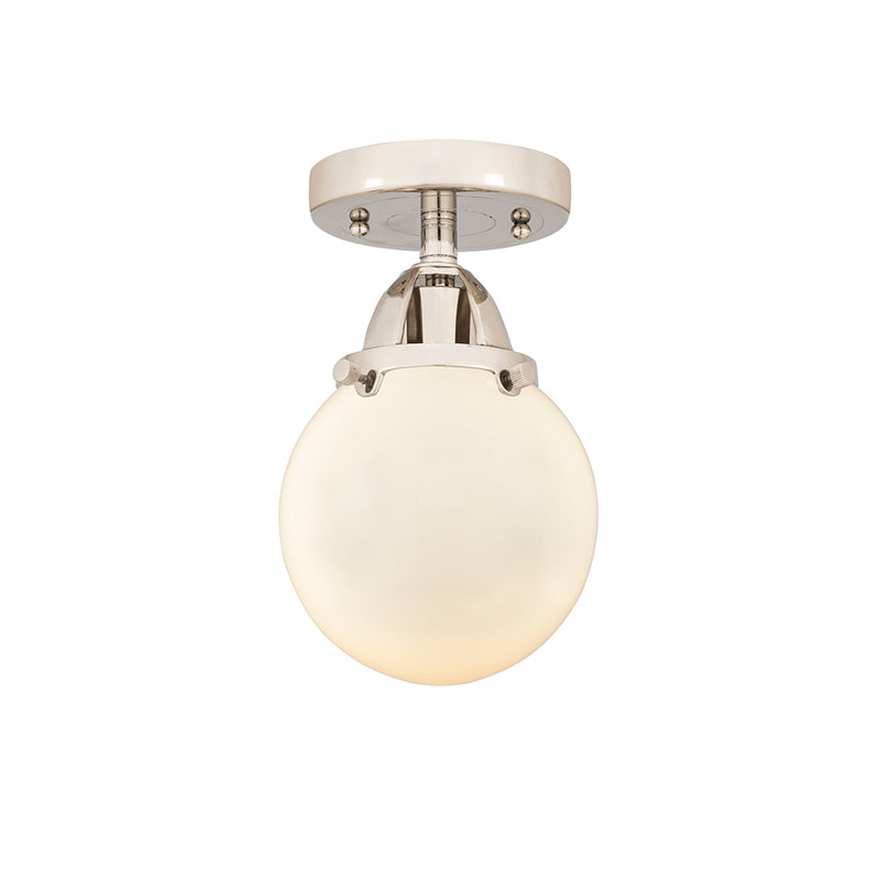 Beacon Semi-Flush Mount shown in the Polished Nickel finish with a Matte White shade