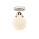 Beacon Semi-Flush Mount shown in the Polished Nickel finish with a Matte White shade