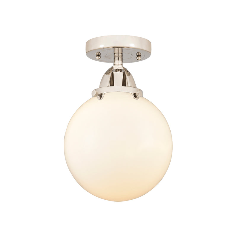 Beacon Semi-Flush Mount shown in the Polished Nickel finish with a Matte White shade