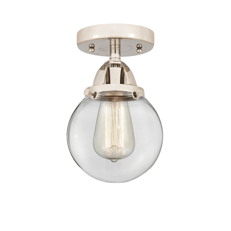 Beacon Semi-Flush Mount shown in the Polished Nickel finish with a Clear shade