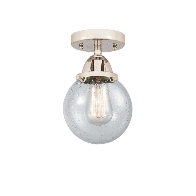 Beacon Semi-Flush Mount shown in the Polished Nickel finish with a Seedy shade