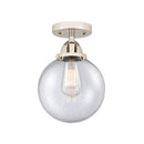 Beacon Semi-Flush Mount shown in the Polished Nickel finish with a Seedy shade