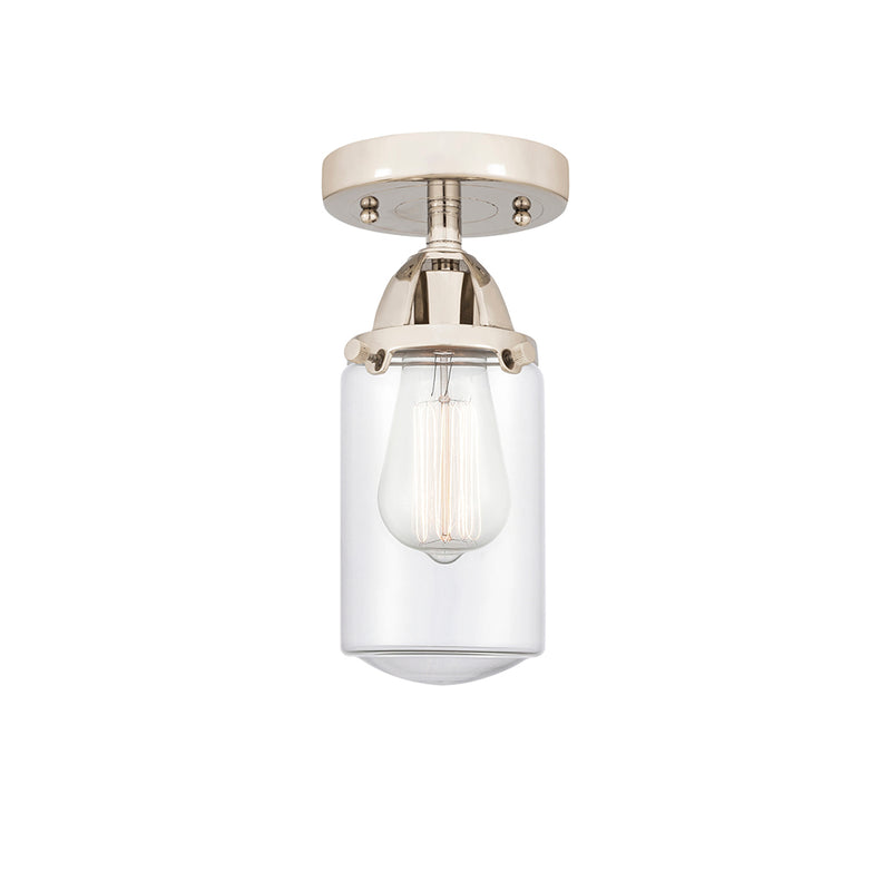 Dover Semi-Flush Mount shown in the Polished Nickel finish with a Clear shade