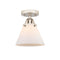 Cone Semi-Flush Mount shown in the Polished Nickel finish with a Matte White shade