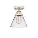 Cone Semi-Flush Mount shown in the Polished Nickel finish with a Clear shade