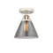 Cone Semi-Flush Mount shown in the Polished Nickel finish with a Plated Smoke shade