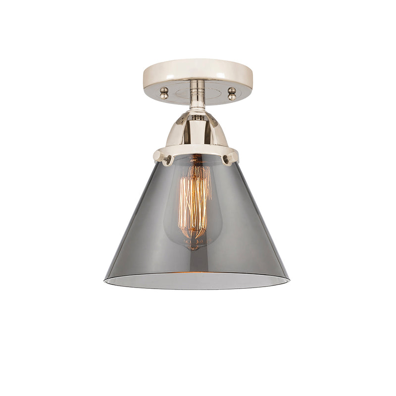 Cone Semi-Flush Mount shown in the Polished Nickel finish with a Plated Smoke shade