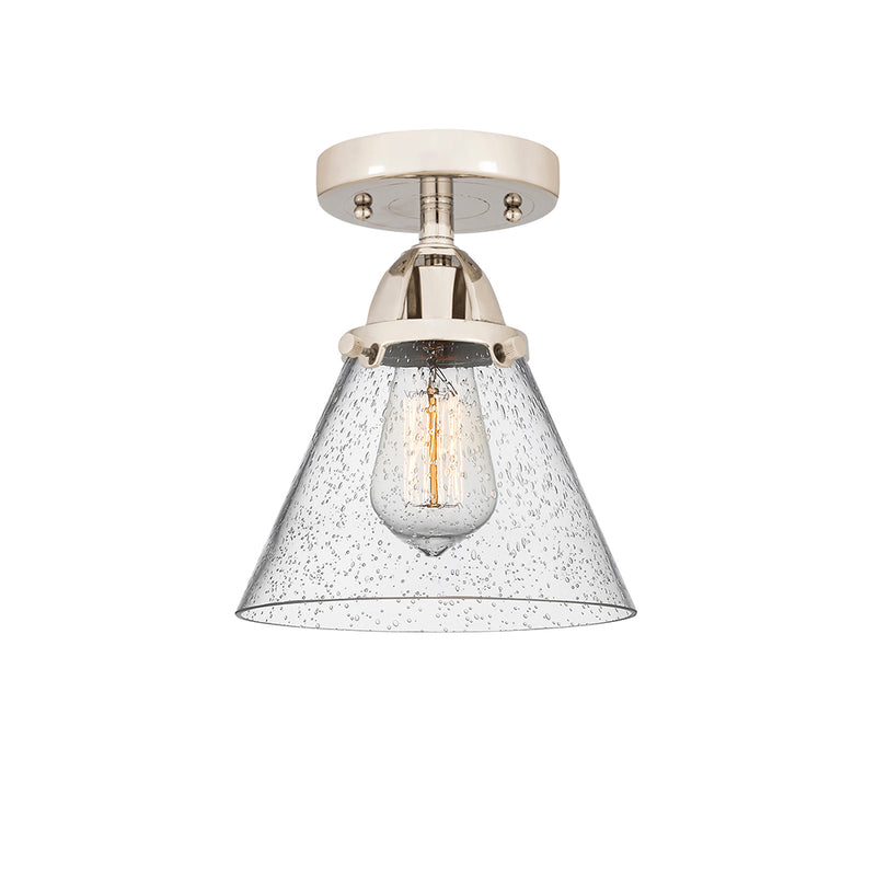 Cone Semi-Flush Mount shown in the Polished Nickel finish with a Seedy shade