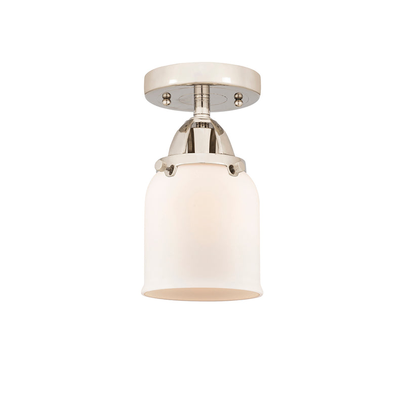 Bell Semi-Flush Mount shown in the Polished Nickel finish with a Matte White shade