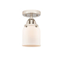 Bell Semi-Flush Mount shown in the Polished Nickel finish with a Matte White shade