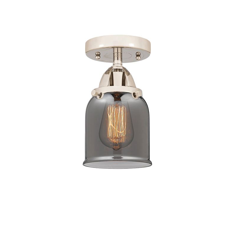 Bell Semi-Flush Mount shown in the Polished Nickel finish with a Plated Smoke shade