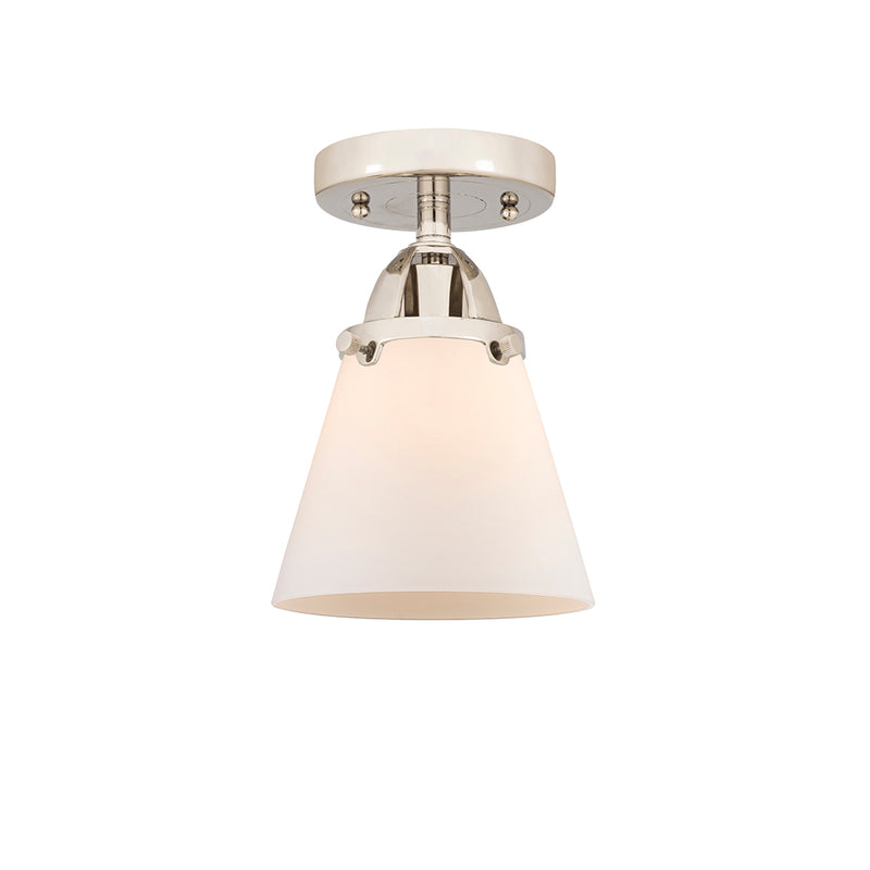 Cone Semi-Flush Mount shown in the Polished Nickel finish with a Matte White shade