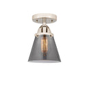 Cone Semi-Flush Mount shown in the Polished Nickel finish with a Plated Smoke shade