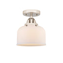 Bell Semi-Flush Mount shown in the Polished Nickel finish with a Matte White shade