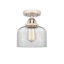 Bell Semi-Flush Mount shown in the Polished Nickel finish with a Clear shade