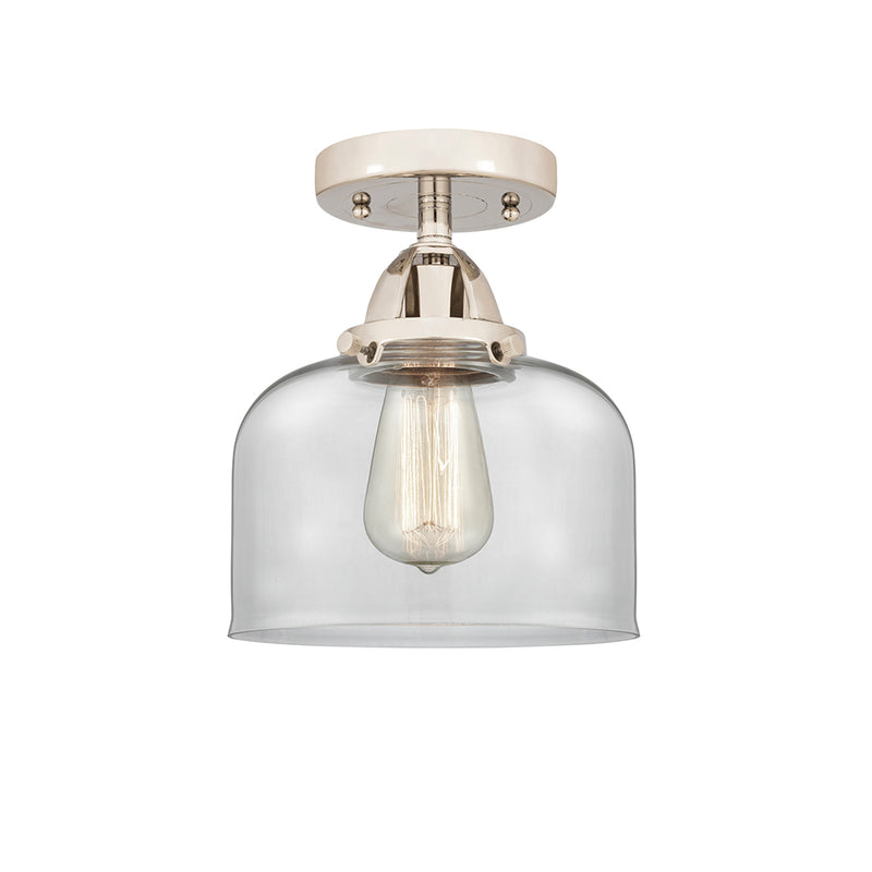 Bell Semi-Flush Mount shown in the Polished Nickel finish with a Clear shade