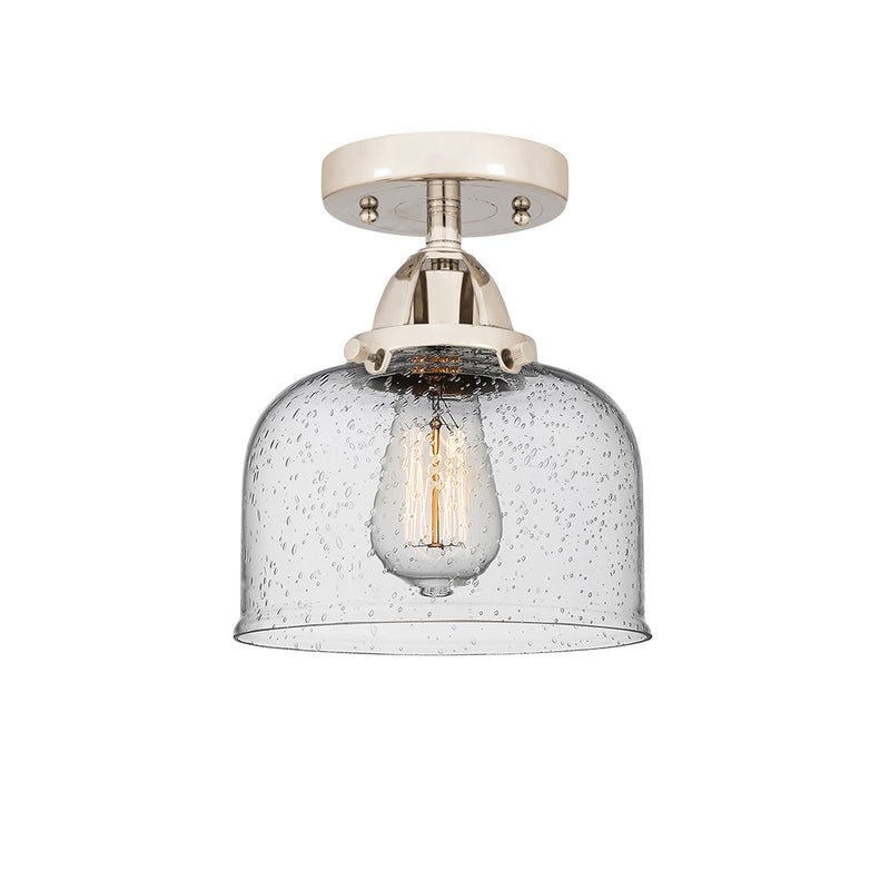 Bell Semi-Flush Mount shown in the Polished Nickel finish with a Seedy shade