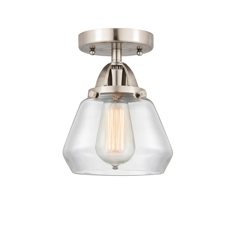 Fulton Semi-Flush Mount shown in the Brushed Satin Nickel finish with a Clear shade