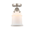 Canton Semi-Flush Mount shown in the Brushed Satin Nickel finish with a Matte White shade