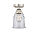 Canton Semi-Flush Mount shown in the Brushed Satin Nickel finish with a Clear shade