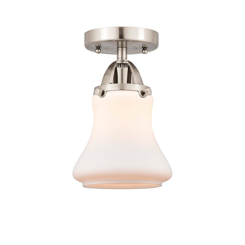 Bellmont Semi-Flush Mount shown in the Brushed Satin Nickel finish with a Matte White shade