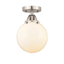 Beacon Semi-Flush Mount shown in the Brushed Satin Nickel finish with a Matte White shade