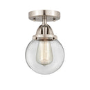 Beacon Semi-Flush Mount shown in the Brushed Satin Nickel finish with a Clear shade