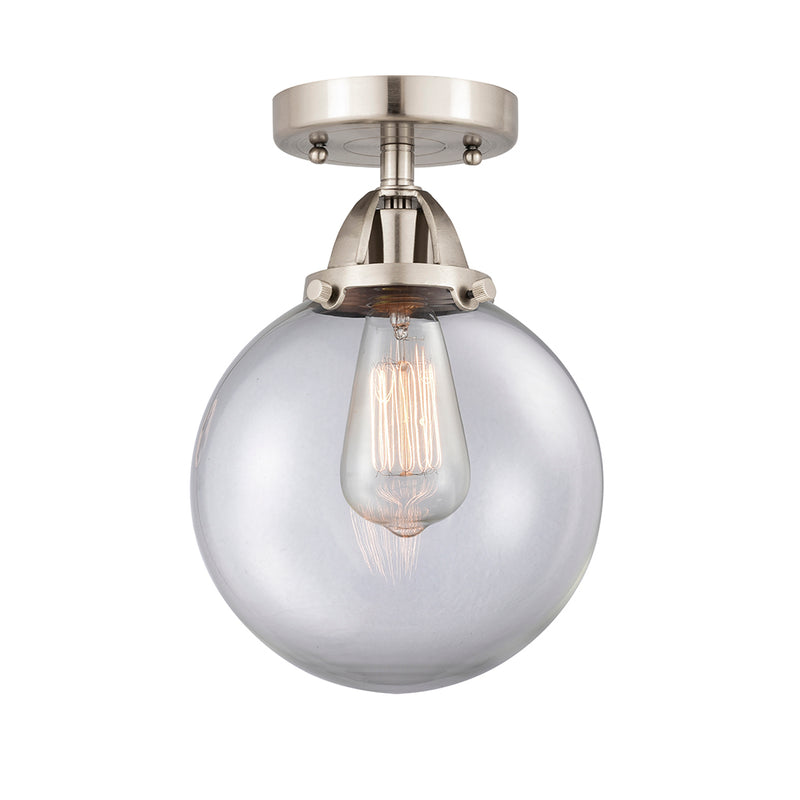 Beacon Semi-Flush Mount shown in the Brushed Satin Nickel finish with a Clear shade