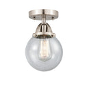 Beacon Semi-Flush Mount shown in the Brushed Satin Nickel finish with a Seedy shade