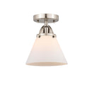 Cone Semi-Flush Mount shown in the Brushed Satin Nickel finish with a Matte White shade