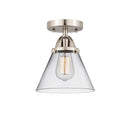 Cone Semi-Flush Mount shown in the Brushed Satin Nickel finish with a Clear shade