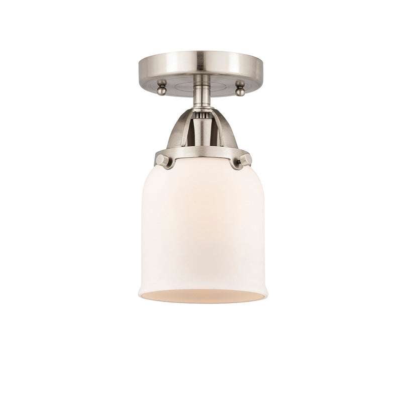 Bell Semi-Flush Mount shown in the Brushed Satin Nickel finish with a Matte White shade