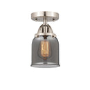 Bell Semi-Flush Mount shown in the Brushed Satin Nickel finish with a Plated Smoke shade