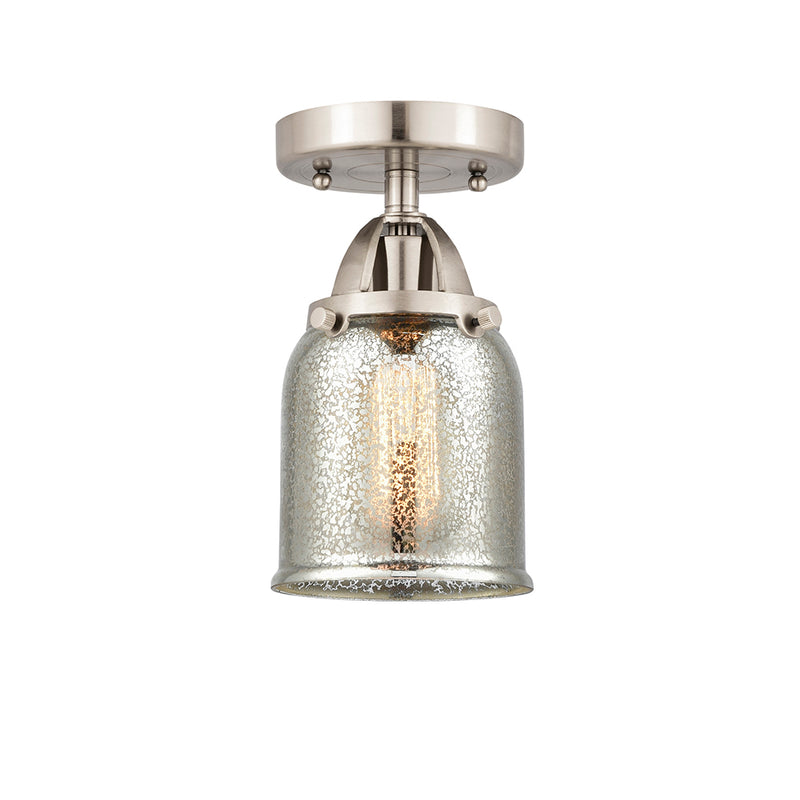 Bell Semi-Flush Mount shown in the Brushed Satin Nickel finish with a Silver Plated Mercury shade