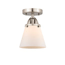 Cone Semi-Flush Mount shown in the Brushed Satin Nickel finish with a Matte White shade