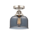 Bell Semi-Flush Mount shown in the Brushed Satin Nickel finish with a Plated Smoke shade