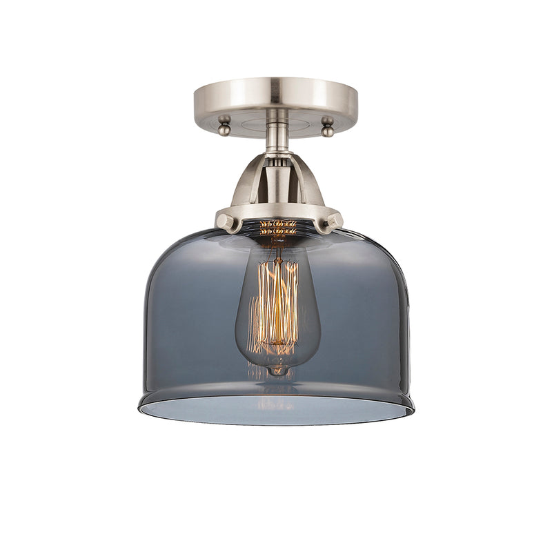 Bell Semi-Flush Mount shown in the Brushed Satin Nickel finish with a Plated Smoke shade