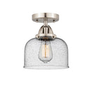 Bell Semi-Flush Mount shown in the Brushed Satin Nickel finish with a Seedy shade