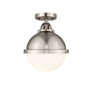 Hampden Semi-Flush Mount shown in the Brushed Satin Nickel finish with a Matte White shade
