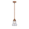 Bellmont Mini Pendant shown in the Antique Copper finish with a Seedy shade