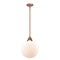 Beacon Mini Pendant shown in the Antique Copper finish with a Matte White shade