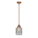 Stanton Mini Pendant shown in the Antique Copper finish with a Clear Wire Mesh shade