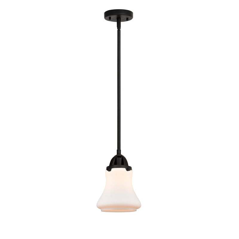 Bellmont Mini Pendant shown in the Matte Black finish with a Matte White shade